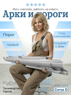 Порог правый Opel Corsa D 2006-2014 (Klokkerholm)