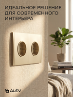 Ультратонкая двойная розетка, золотая