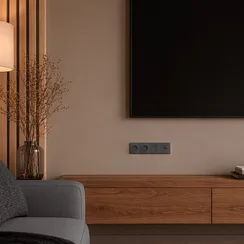 Розетка с заземлением и защитными шторками KRANZ Miele Round Титан KR-78-0701-2