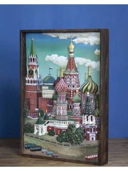 Картина из дерева"Храм Василия Блаженного" (№2) 41х30х4,5 см