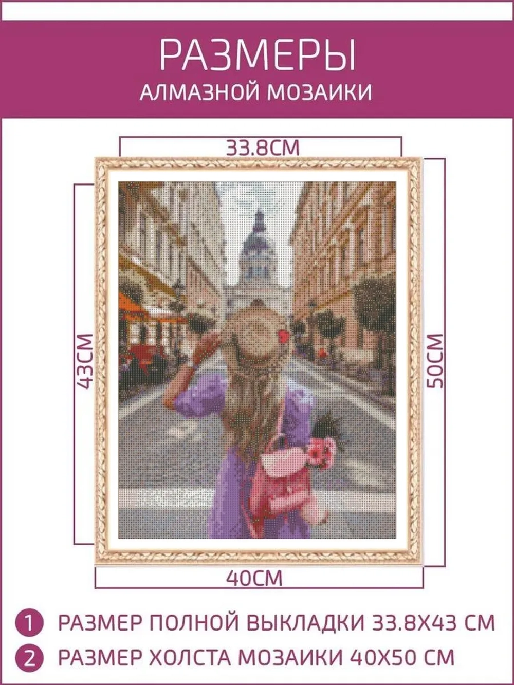 Алмазная мозаика на подрамнике 40х50 "Девушка на прогулке"