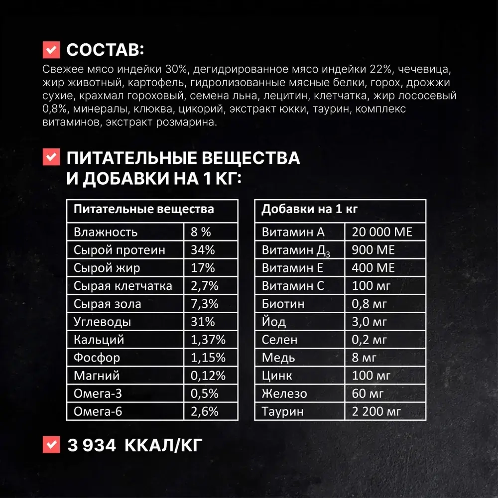 ОДНО МЯСО Сухой корм для взрослых кошек с индейкой, 1,5 кг