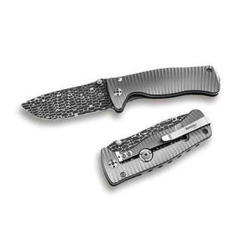 Складной нож Lion Steel "SR-2 MINI" L/SR2DL G c клинком из стали Damasteel, рукоять титан