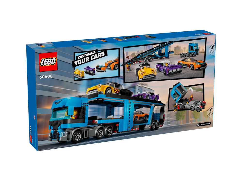 Конструктор Лего Сити Грузовик-автовоз | LEGO City Car Transporter Truck коллекционный набор, 60408, 998 деталей (7+)