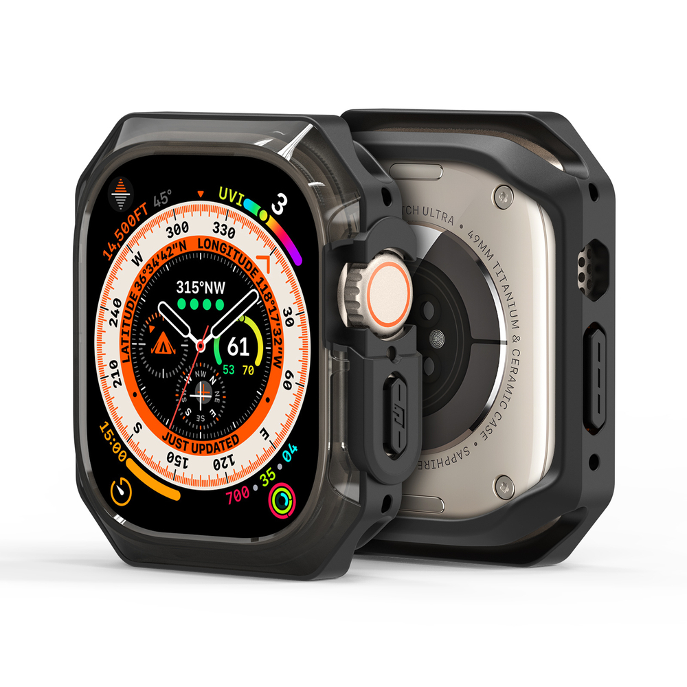Чехол-бампер с тонированными вставками (Translucent Black) от Dux Ducis для часов Apple Watch Ultra 1, 2 и 3, 49MM, Tamo Series Case