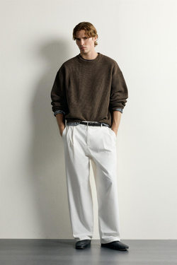 ZARA СВИТЕР RELAXED FIT ИЗ ШЕНИЛЛА, КОРИЧНЕВЫЙ