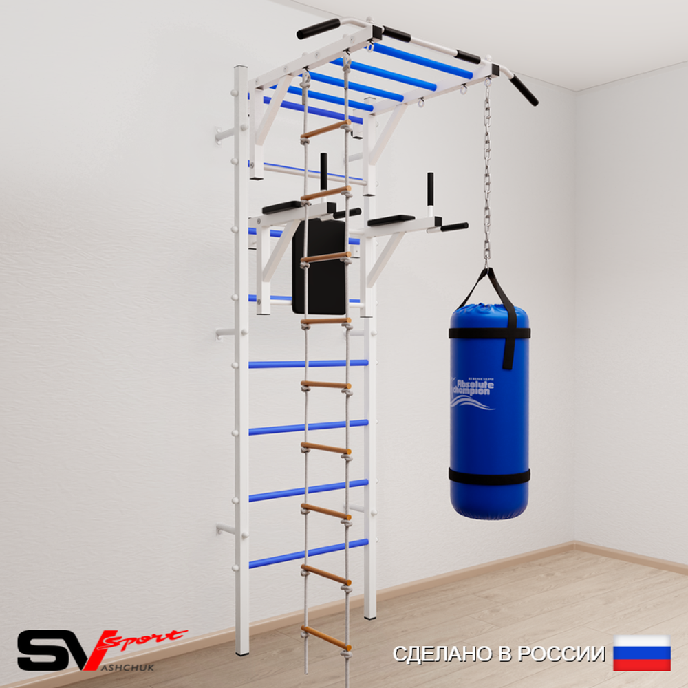 Шведская стенка Sv Sport усиленная 6422 (Турник рукоход/Брусья/Лестница/Цепь/Мешок 22кг)