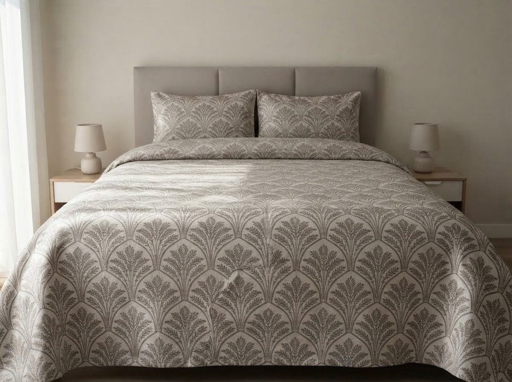 Покрывало Velora Home «Sidelya» 240×260 см + 2 наволочки 50×70 см, коричневый, хлопок 100%