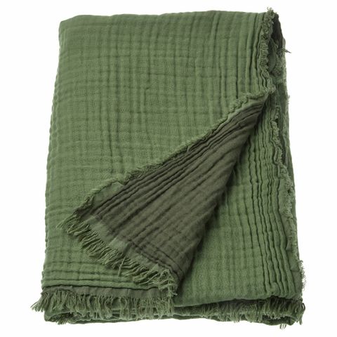 Плед IKEA VALLKRASSING (ВАЛЛКРАССИНГ), Хаки, 150х200 см