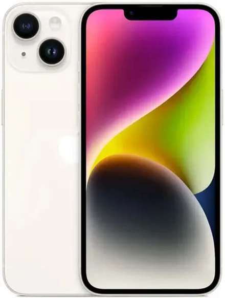 Смартфон Apple A2882 iPhone 14 128Gb 6Gb сияющая звезда моноблок 3G 4G 1Sim 6.1" 1170x2532 iOS 16 12Mpix 802.11 a/b/g/n/ac/ax NFC GPS GSM900/1800 GSM1900 Protect