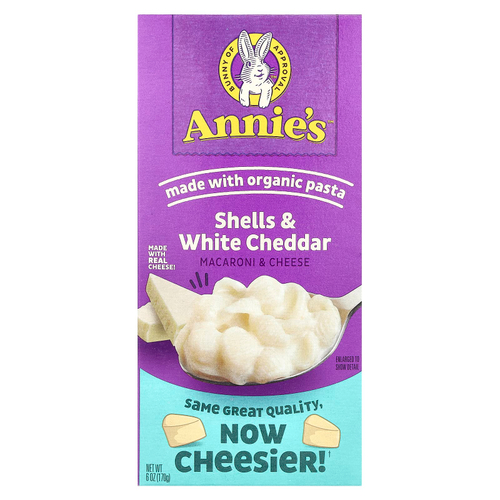 Annie's Homegrown, Ракушки и белый чеддер, Макароны с сыром, 6 унций (170 г)