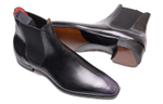 GAZIANO GIRLING Deco Black Top Grain Cow Leather Short Chelsea Boots Men"s Black