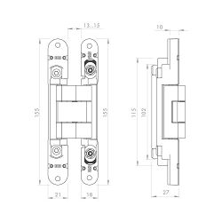 Петля скрытой установки ARMADILLO U3D2400.VPG (TE 240, K2460) SC мат. хром /48923/ (1шт)