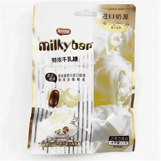 Леденцы Premium MilkyBar с шоколадной начинкой со вкусом пломбира, 21гр (Китай)