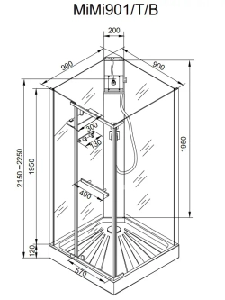 Душевая кабина Ceruttispa (ЧеруттиСпа) MiMi90T, с низким поддоном, 90x90x225