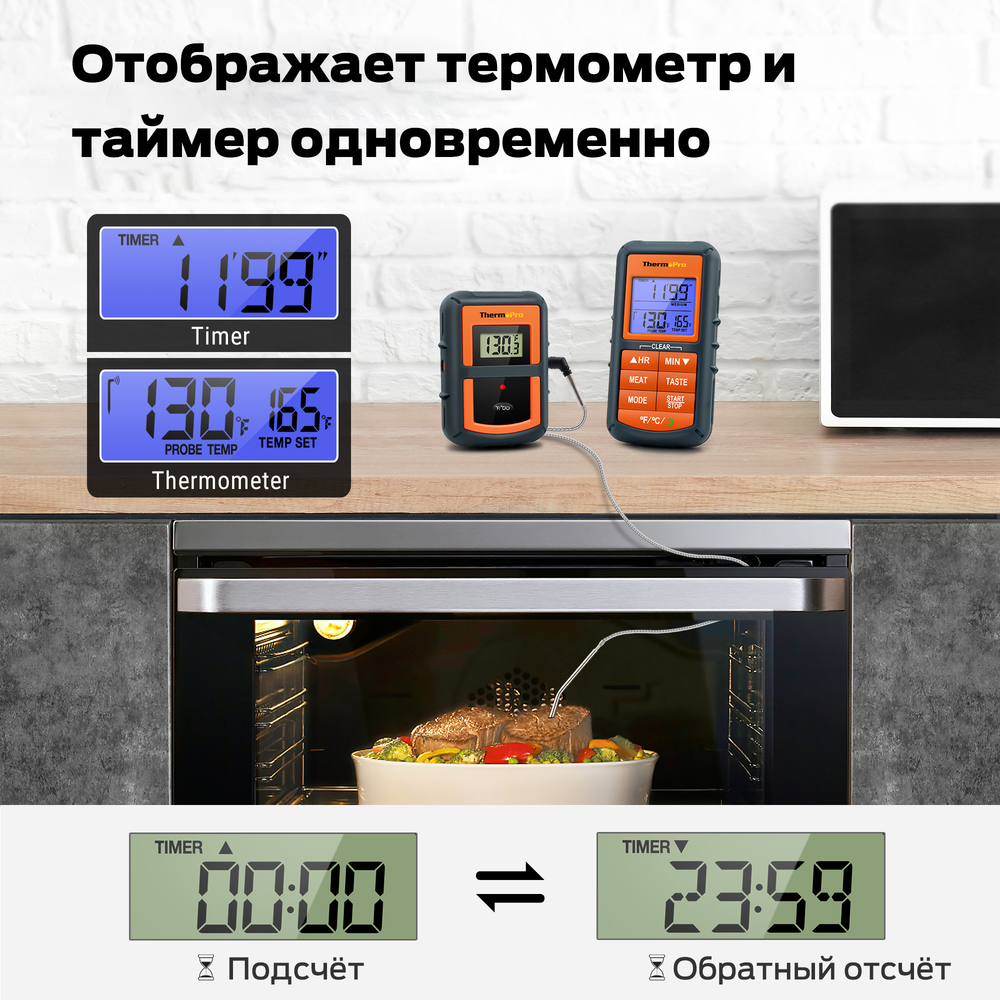 Термометр ThermoPro TP07C выносной щуп и удаленный замер температуры