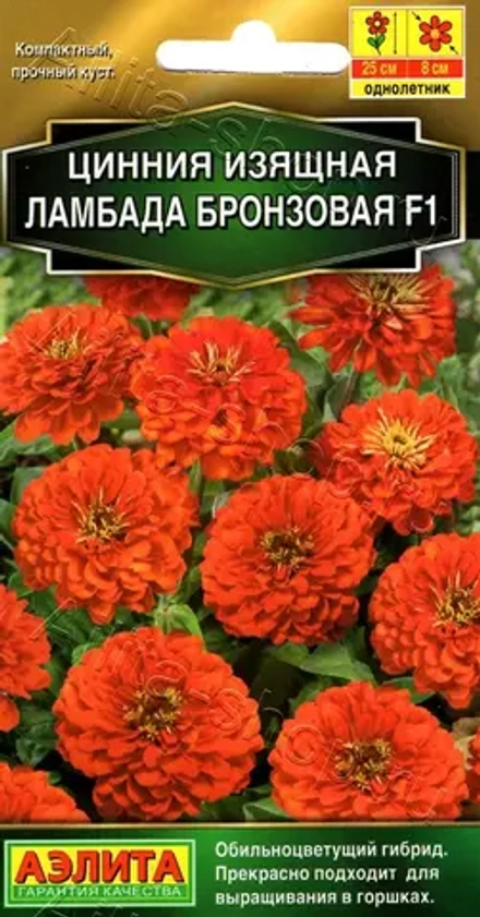 Цинния Ламбада F1 бронзовая 12шт (Аэлита)