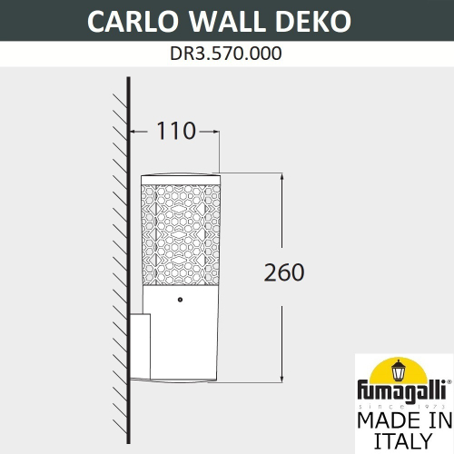 Уличный настенный светильник Fumagalli CARLO DECO DR3.570.000.LXU1L