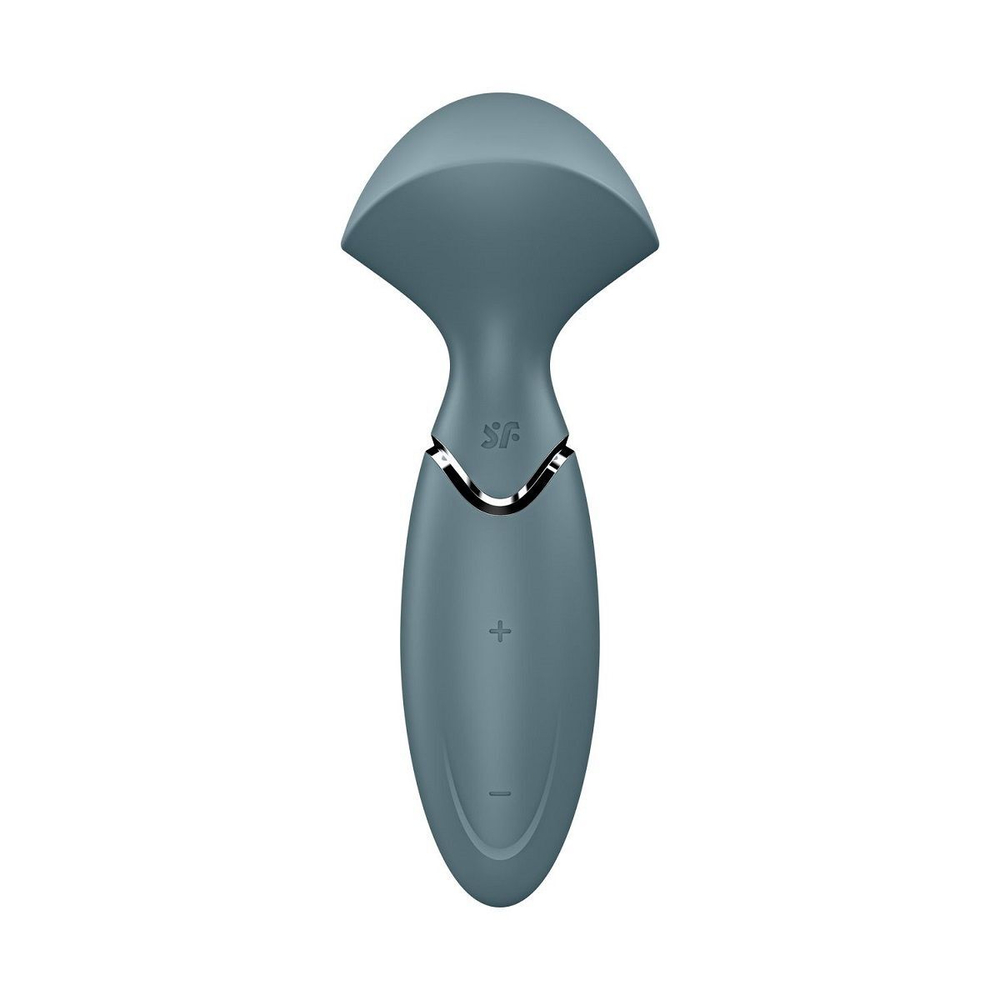 Серый вибромассажер Mini Wand-er - 16 см. (Цвет: серый)