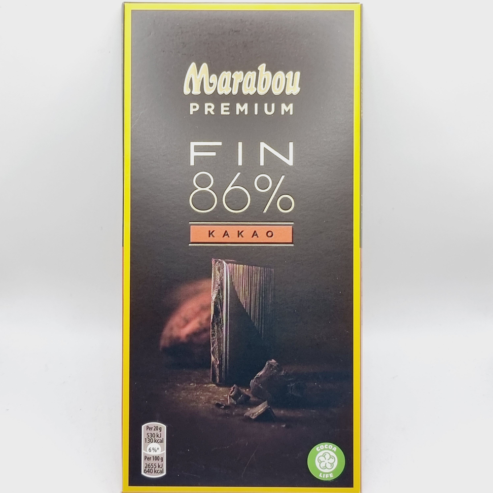 Marabou Premium шоколад ТЕМНЫЙ Fin 86% КАКАО 100 г (Швейцария)