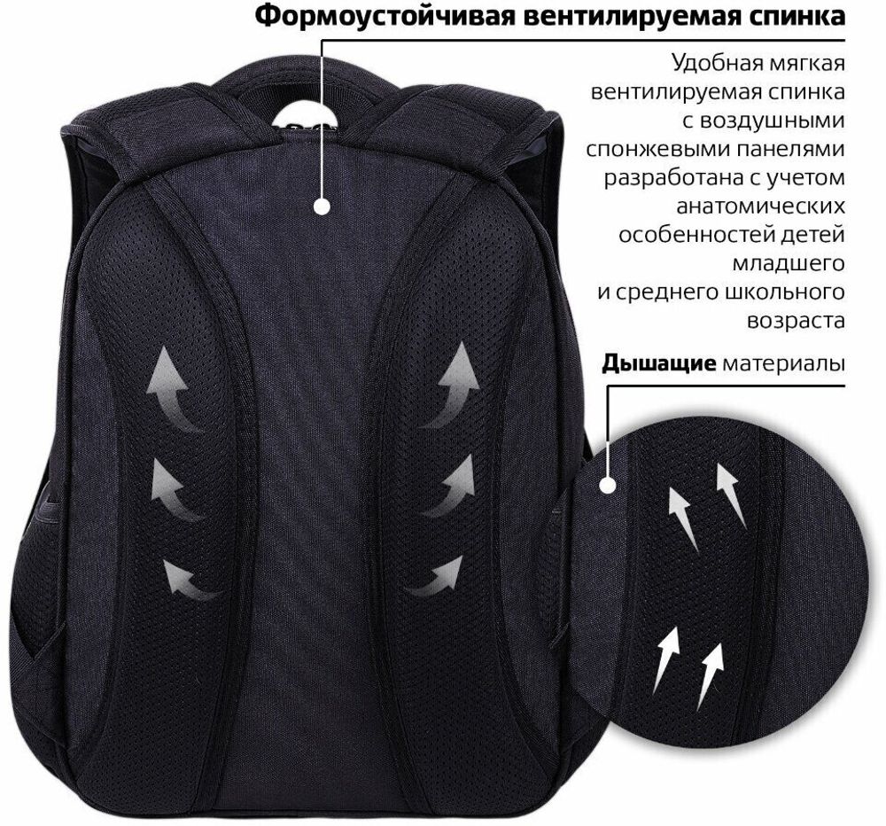 Рюкзак BRAUBERG OPTIMA, 2 отделения, с брелоком, "Keep away", СВЕТЯЩИЙСЯ, 36х27х18 см, 271361