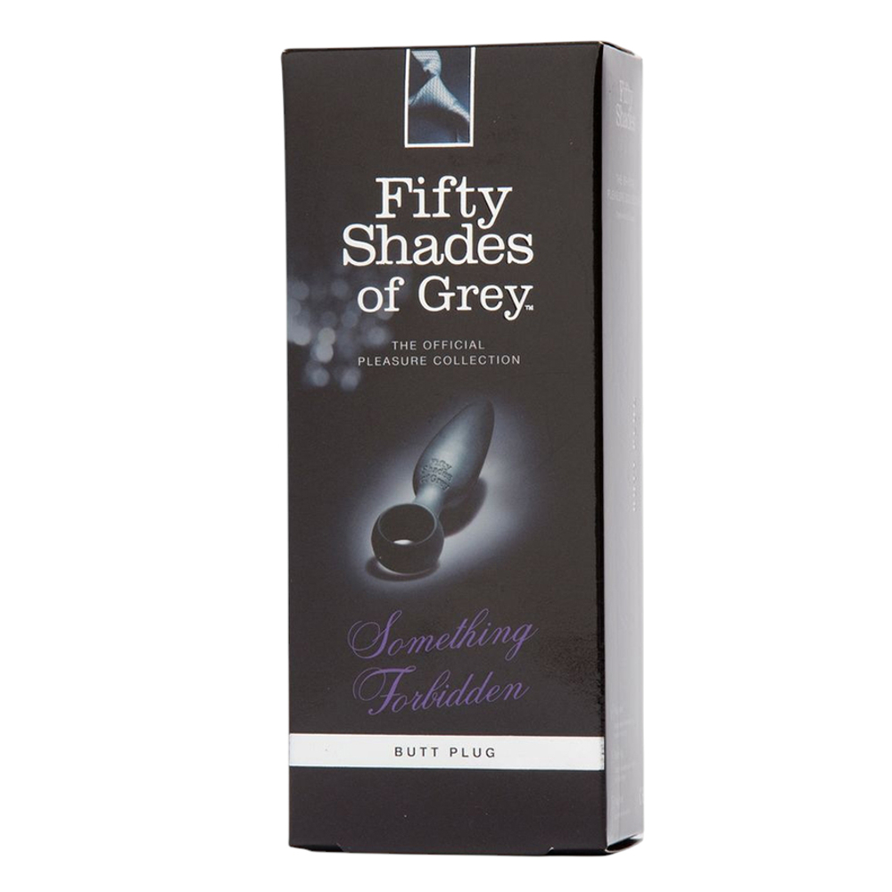 Черная анальная втулка 11,4см с кольцом на основании Fifty Shades of Grey Something Forbidden Silicone Butt Plug