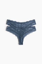 Кружевные трусы Brazilian, 2 шт. — Кремовый — H&M 1342490