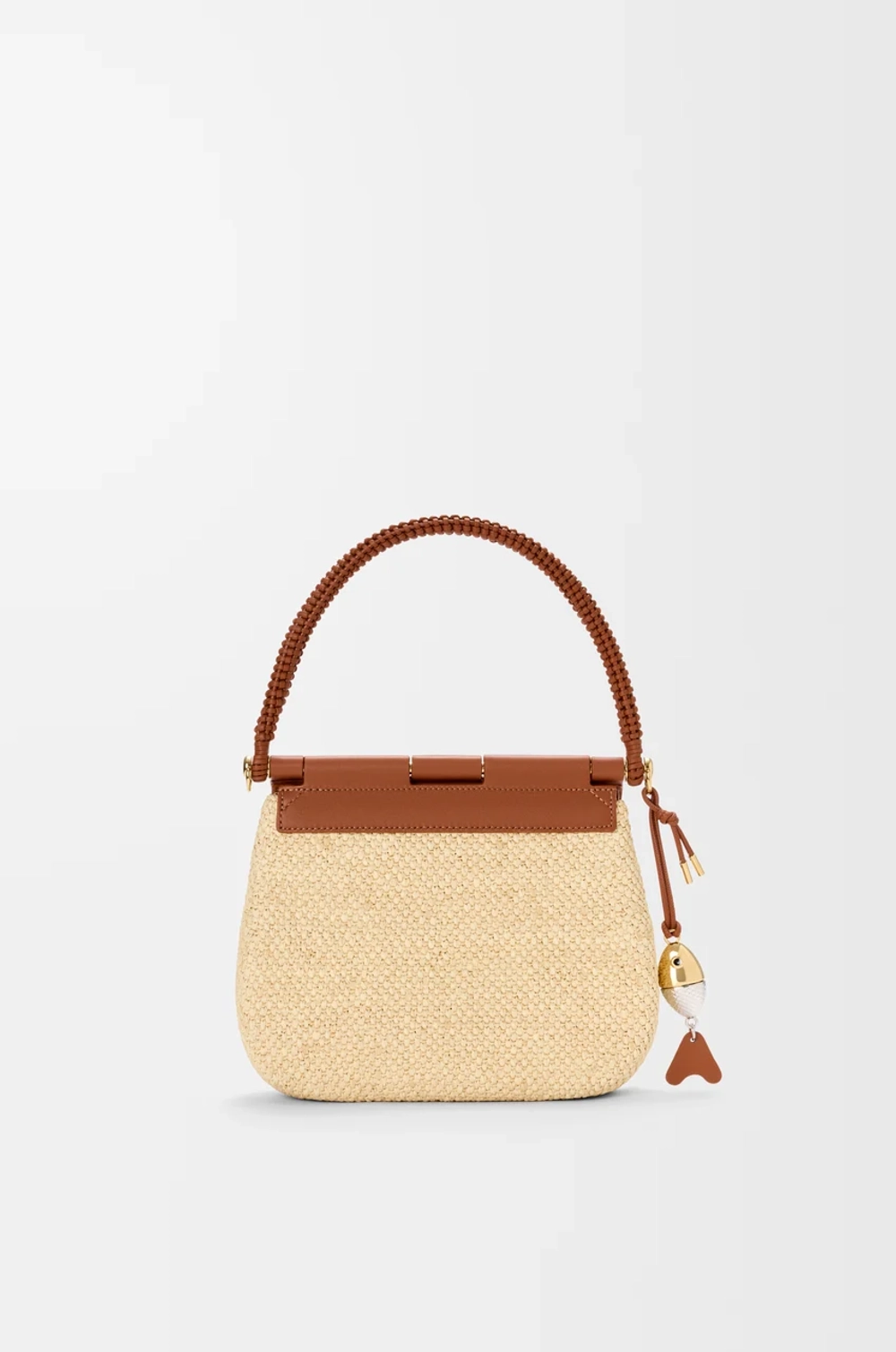 Loewe Средняя сумка Pescador из рафии и телячьей кожи, натуральный/коричневый