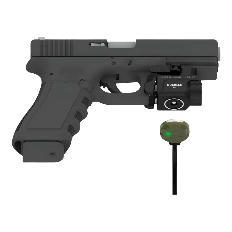 Тактический пистолетный фонарь Armytek Buckler M1 - установлен на пистолете, с магнитной зарядкой