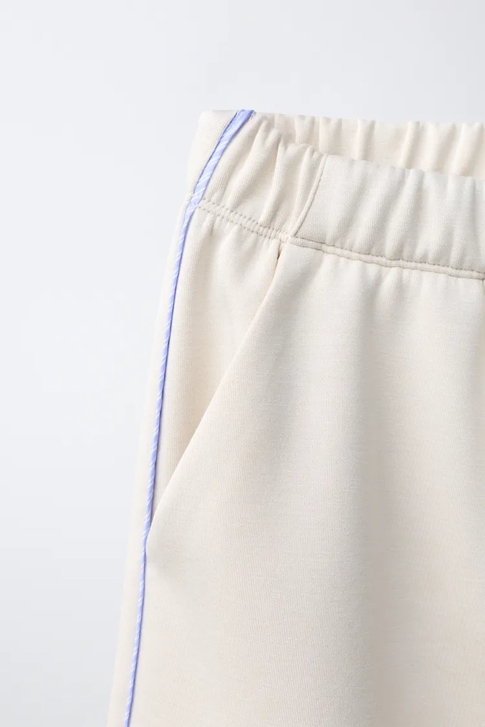 ZARA СПОРТИВНЫЕ БРЮКИ WIDE LEG С КОНТРАСТНОЙ ОТДЕЛКОЙ, ЭКРЮ