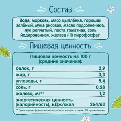 Фрутоняня пюре 190 гр Овощной суп с цыпленком