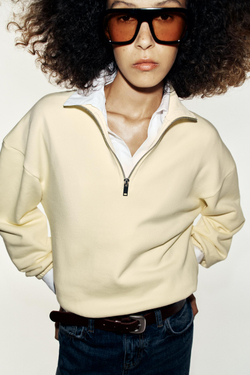 ZARA ТОЛСТОВКА С МЕТАЛЛИЧЕСКОЙ МОЛНИЕЙ, ЖЕЛТЫЙ