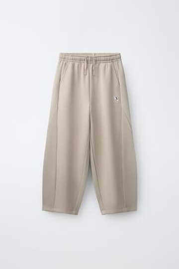 ZARA СПОРТИВНЫЕ БРЮКИ BARREL ИЗ МОДАЛА, ПЕСОЧНЫЙ
