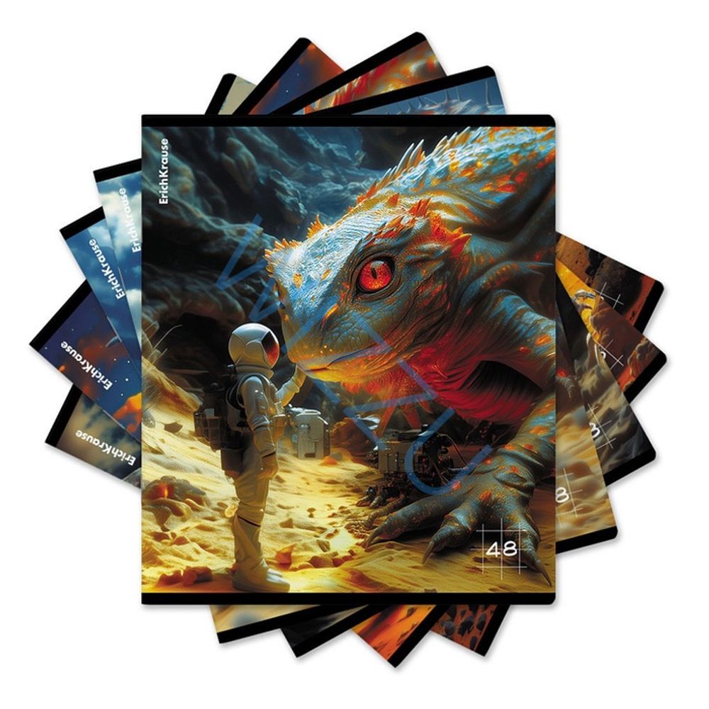 Тетрадь общая ученическая ErichKrause Cosmo Dragons, 48 листов, клетка, глянцевая ламинация_MIX-PACK Арт-65570