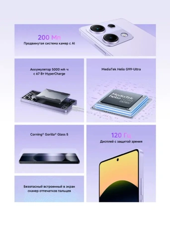 Смартфон Xiaomi Redmi Note 14S 8/128 Гб, Фиолетовый