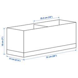 IKEA STUK  (ИКЕА СТУК)  -  Коробка с перегородкой - белый/чёрный 17x51x18 см