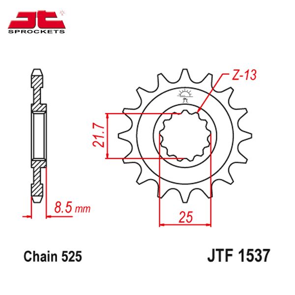 JT JTF1537.16RB звезда передняя (ведущая), 16 зубьев