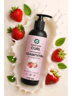 Шампунь для кудрявых волос клубника со сливками