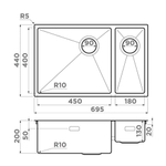 Кухонная мойка Omoikiri Taki 69-2-UIF-LG-L SIDE