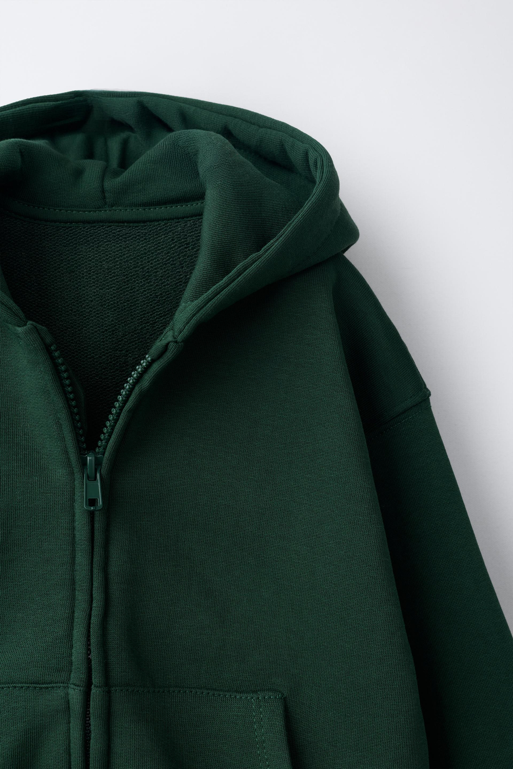 ZARA ХУДИ С МОЛНИЕЙ, БУТЫОЧНО-ЗЕЛЕНЫЙ