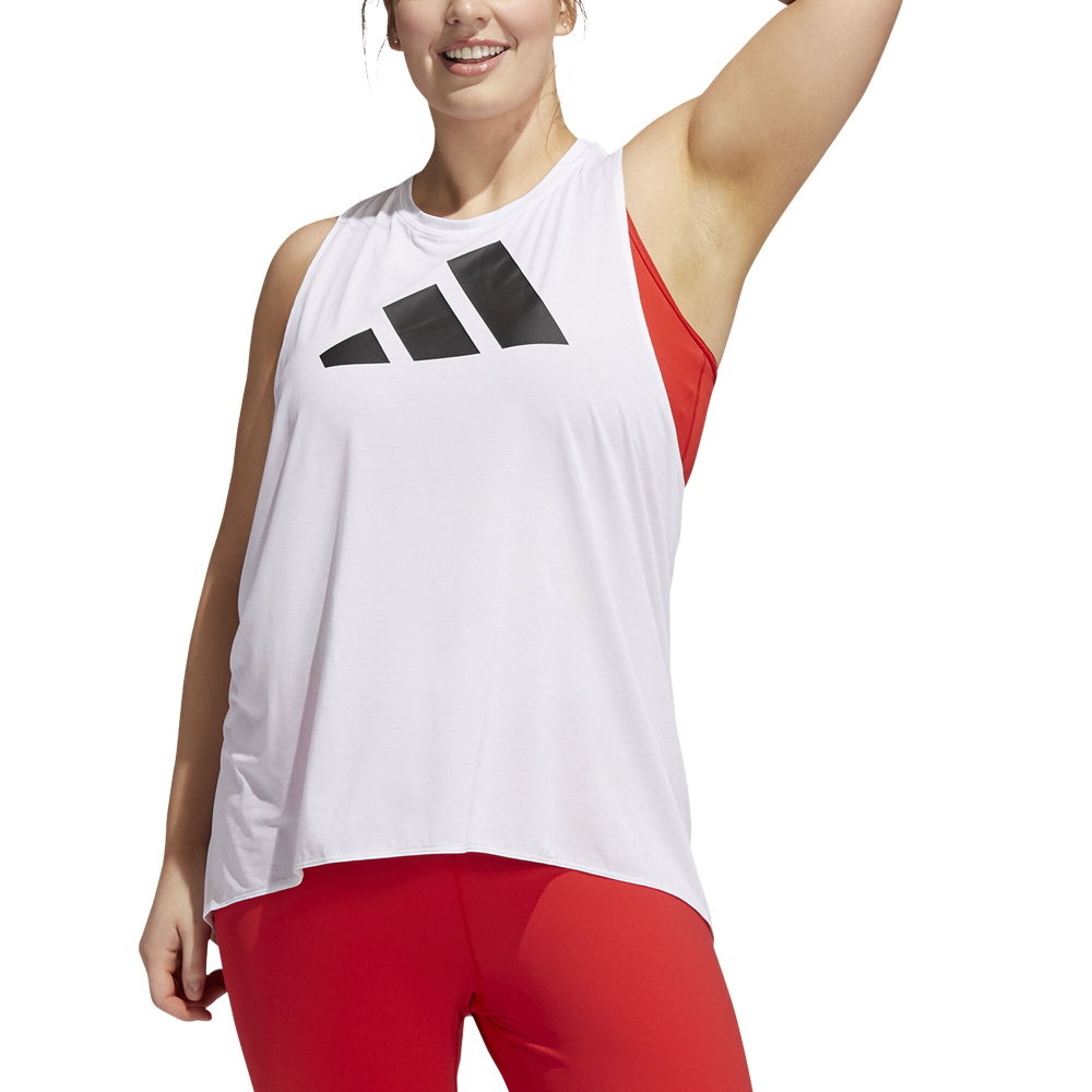 Женская теннисная майка adidas 3BAR Logo Plus Size Tank Top Women - White