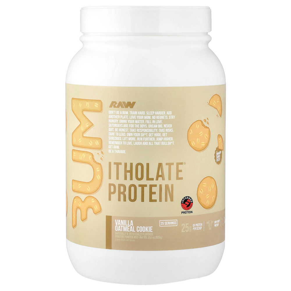 Raw Nutrition, Bum, протеин Itholate®, со вкусом ванильного овсяного печенья, 825 г (29,1 унции)
