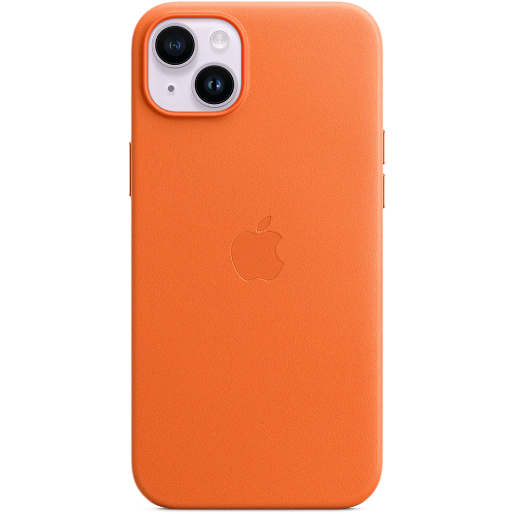 Кожаный чехол с поддержкой MagSafe Apple Leather Case для iPhone 14 Plus, Orange (Оранжевый)