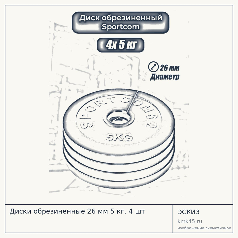 Диски обрезиненные 26 мм 5 кг, 4 шт — от 2 500 ₽