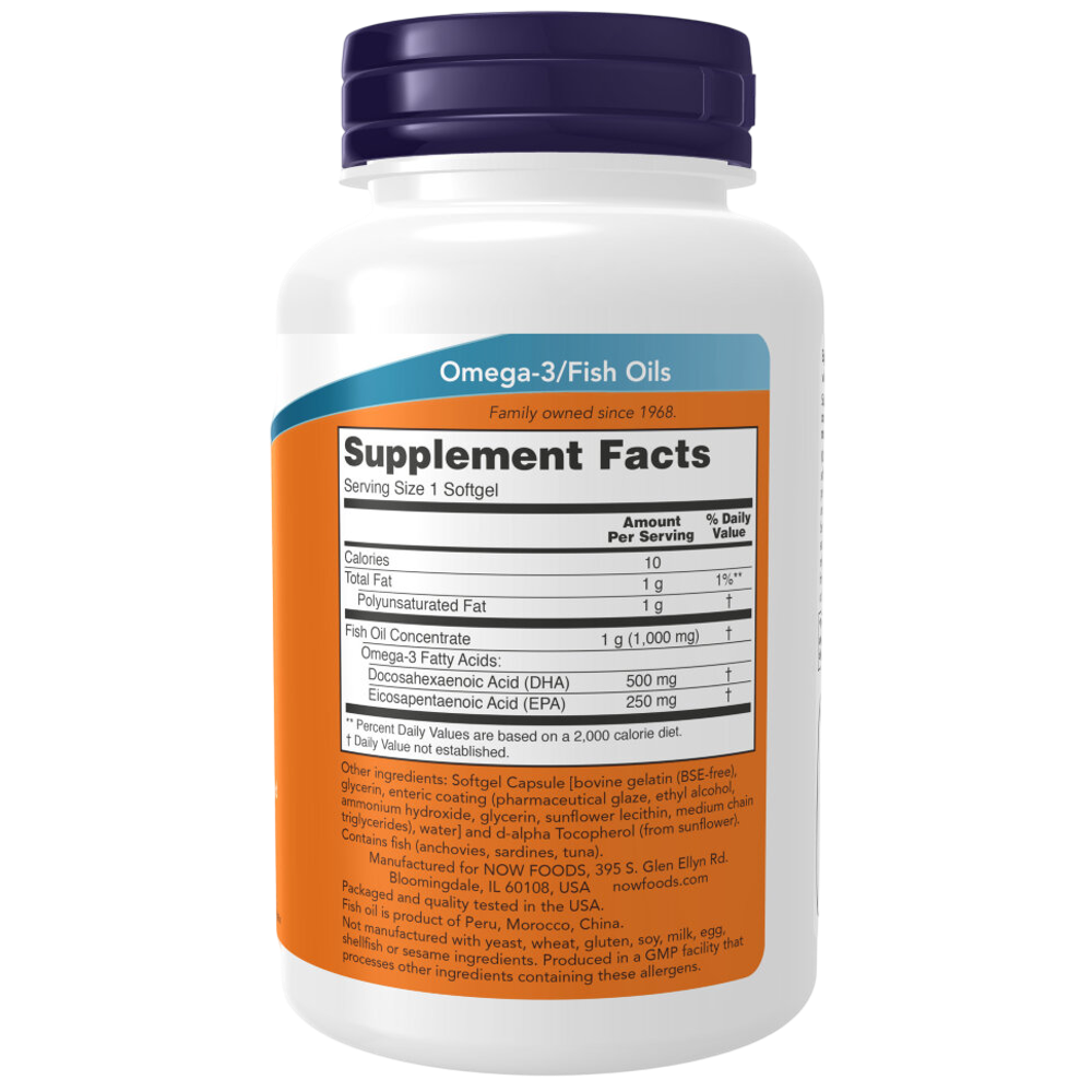 Now Foods DHA-500 mg 90 softgels, ДГК-500, Рыбий жир