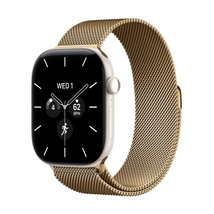 Смарт-часы Apple Watch Series 12 GPS + Cellular 46mm Pearl White Ceramic, Radiant Gold Milanese Loop, размер