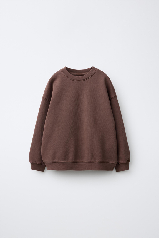 ZARA ОДНОТОННАЯ ТОЛСТОВКА, КОРИЧНЕВЫЙ