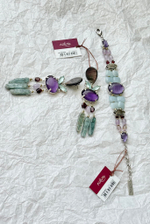 Серьги Nature Bijoux, Gotborg, с ракушкой Capiz в смоле, перламутром, гранатом, кианитом и аметистом
