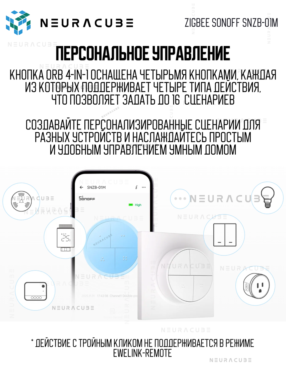 Zigbee Беспроводная кнопка Sonoff SNZB-01M