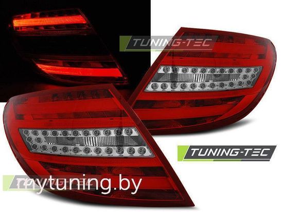Задние фонари Mercedes C W204 red white led bar